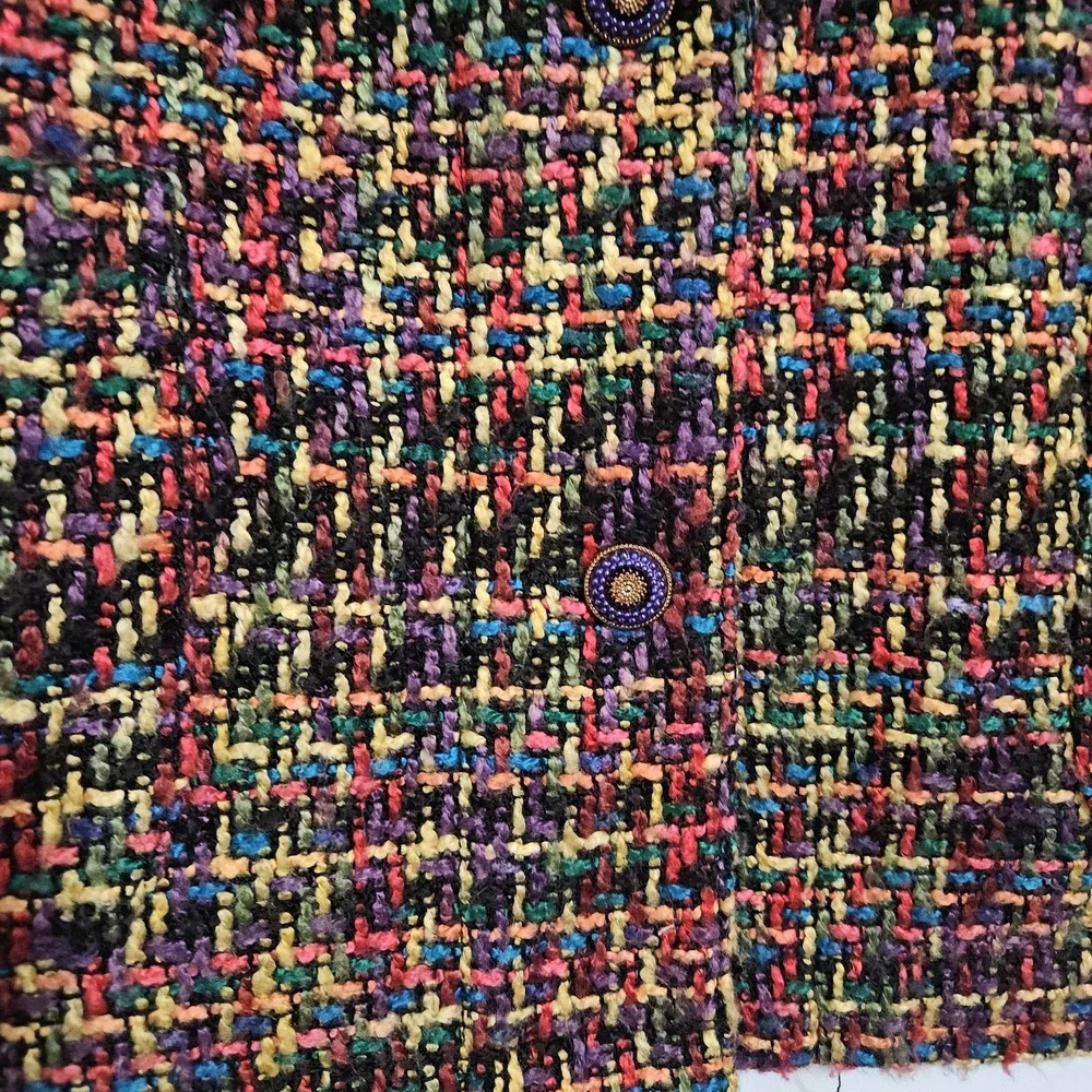 Chico's Additions Multicolor Bouclé Tweed Jacket‎ Maximalist Retro Y2K
